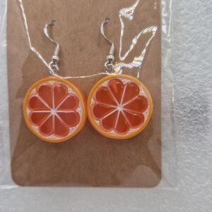 Handcrafted Orange Slice Dangle Earrings - Vibrant Orange